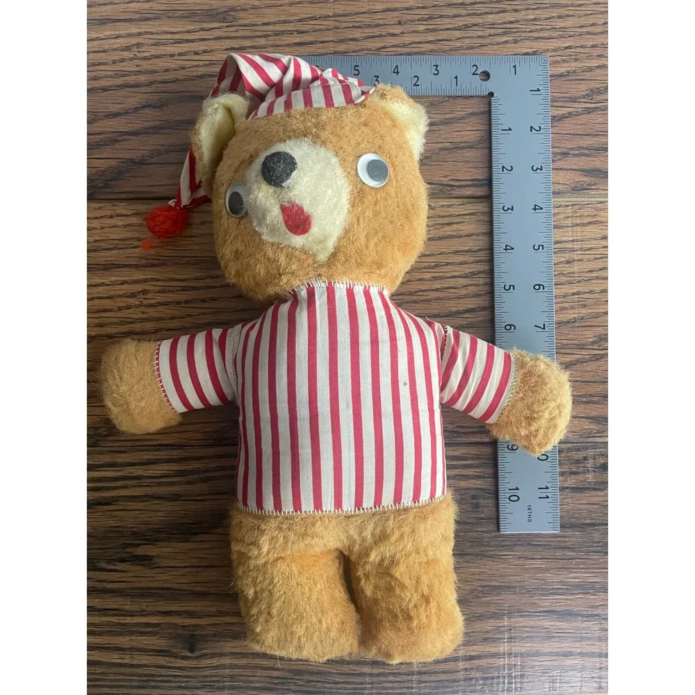 Adorable Vintage Hand Made Teddy Bear Hand Stitched with Nightcap and Nightshirt